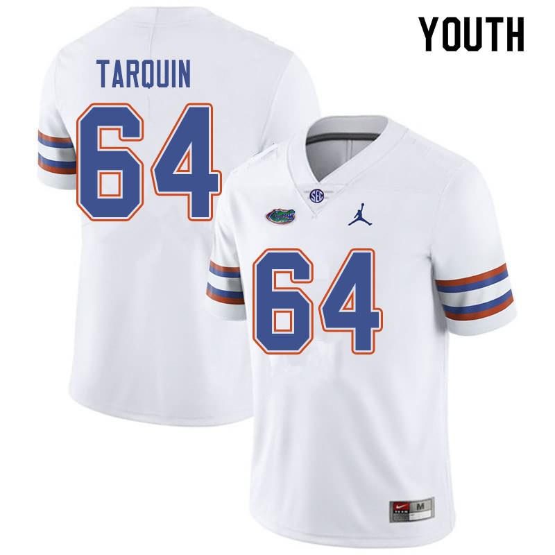 Youth NCAA Florida Gators Michael Tarquin #64 Stitched Authentic Jordan Brand White College Football Jersey FIB2565XY